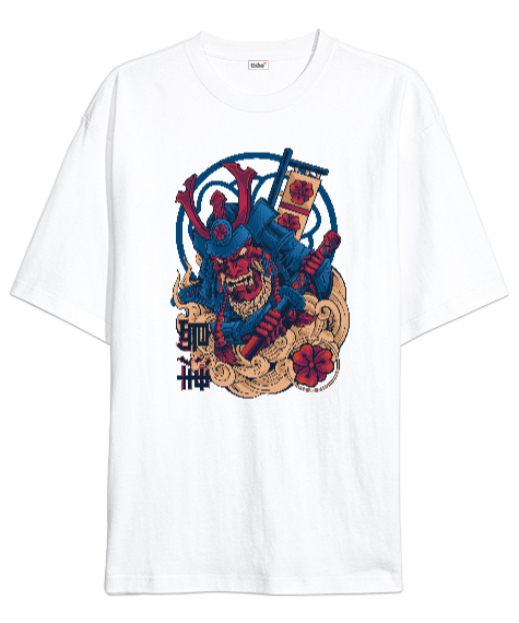 Tisho - Samurai Beyaz Oversize Unisex Tişört