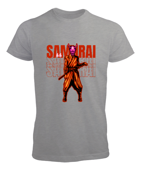 Tisho - Samurai - Maskeli Samuray Gri Erkek Tişört