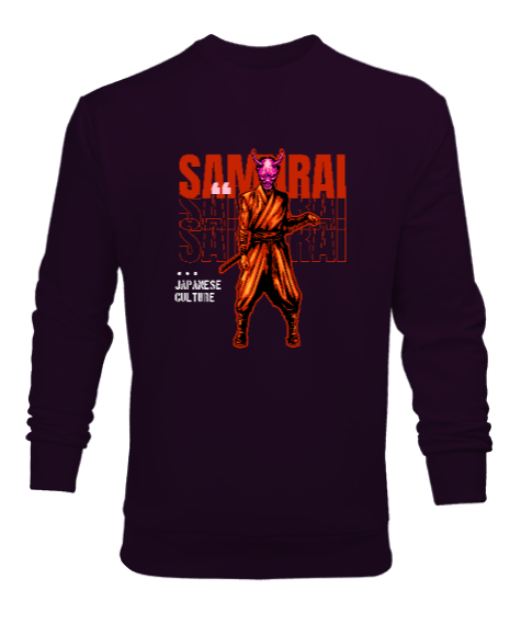 Tisho - Samurai - Maskeli Samuray Koyu Mor Erkek Sweatshirt