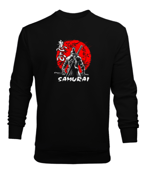 Tisho - Samurai ninja baskılı Siyah Erkek Sweatshirt