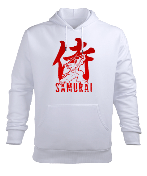 Samurai - Samuray Blu V6 Beyaz Erkek Kapüşonlu Hoodie Sweatshirt