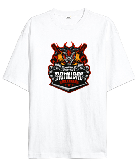 Tisho - Samuray Kurt - Wolf Beyaz Oversize Unisex Tişört