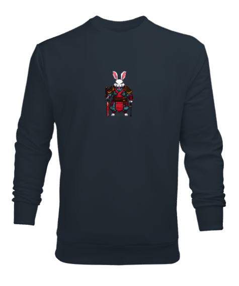 Tisho - Samuray Tavşan Pixel Füme Erkek Sweatshirt