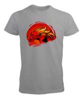 Samuray ve Ejderha - Dragon Gri Erkek Tişört - Tisho