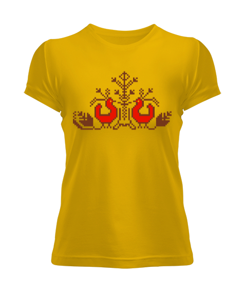 Tisho - Sanatsal Çizim - Süsleme Sarı Kadın Tişört