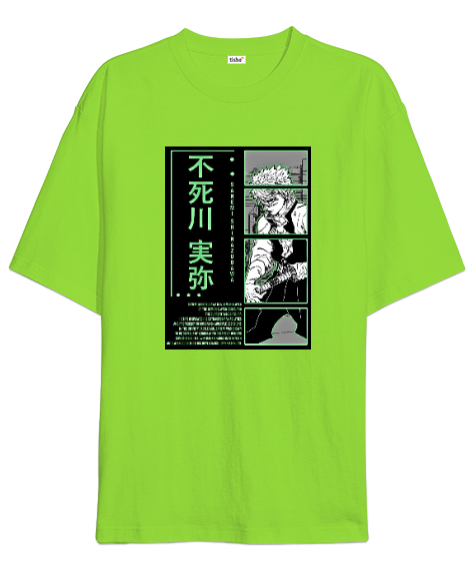 Tisho - Sanemi Shinazugawa Fıstık Yeşili Oversize Unisex Tişört