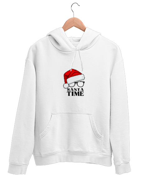 Tisho - Santa tıme Beyaz Unisex Kapşonlu Sweatshirt