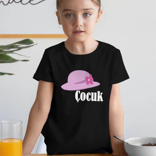 Şapka Temalı Kız Çocuk Tişört - Tekli Kombin - Thumbnail