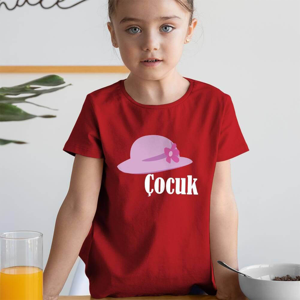 Şapka Temalı Kız Çocuk Tişört - Tekli Kombin