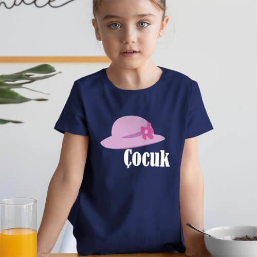 Şapka Temalı Kız Çocuk Tişört - Tekli Kombin - Thumbnail