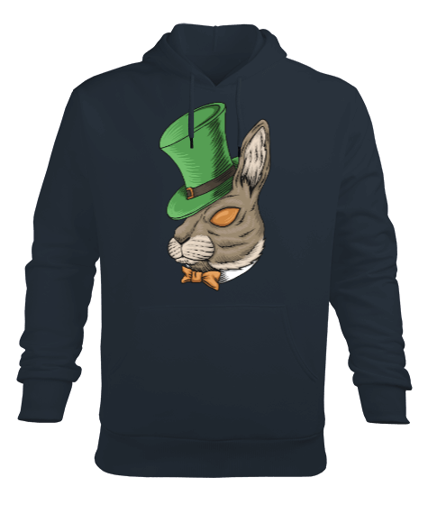 Tisho - Şapkalı tavşan temalı Erkek Kapüşonlu Hoodie Sweatshirt