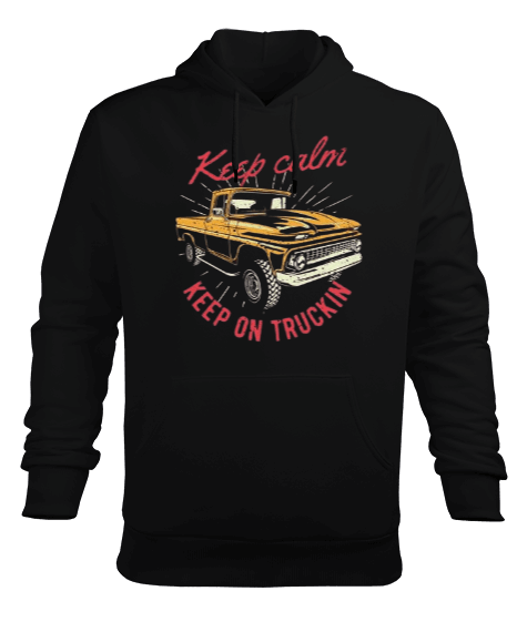 Tisho - Sarı kamyonet baskılı Erkek Kapüşonlu Hoodie Sweatshirt