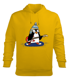 Sarı penguenli Erkek Kapüşonlu Hoodie Sweatshirt - Tisho