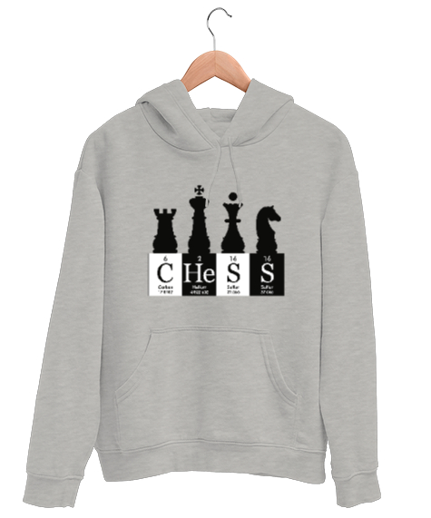 Tisho - Satranç - Chess V2 Gri Unisex Kapşonlu Sweatshirt