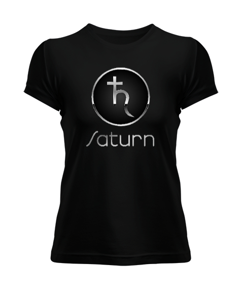 Tisho - Satürn Sembol Siyah Kadın Tişört