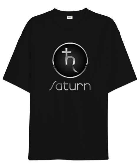Tisho - Satürn Sembol Siyah Oversize Unisex Tişört
