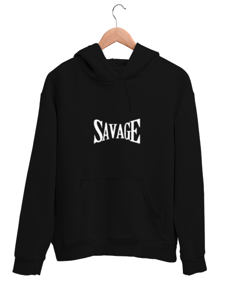 Tisho - Savage Siyah Unisex Kapşonlu Sweatshirt