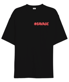 Savage Yazılı Tasarımlı Oversize Unisex Tişört - Thumbnail