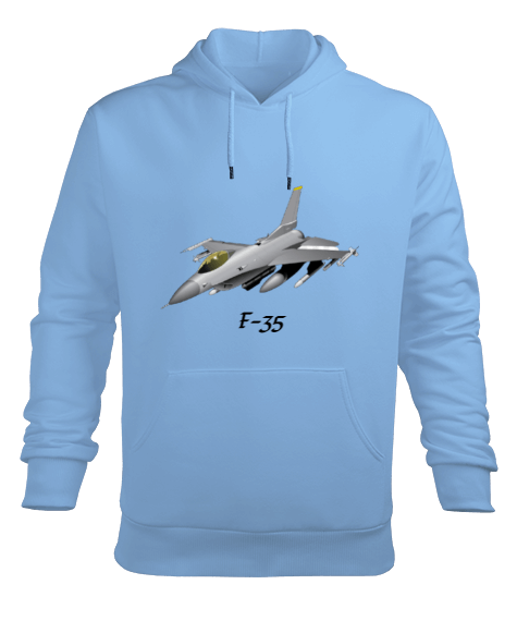 Tisho - SAVAŞ UÇAĞI BASKILI Erkek Kapüşonlu Hoodie Sweatshirt