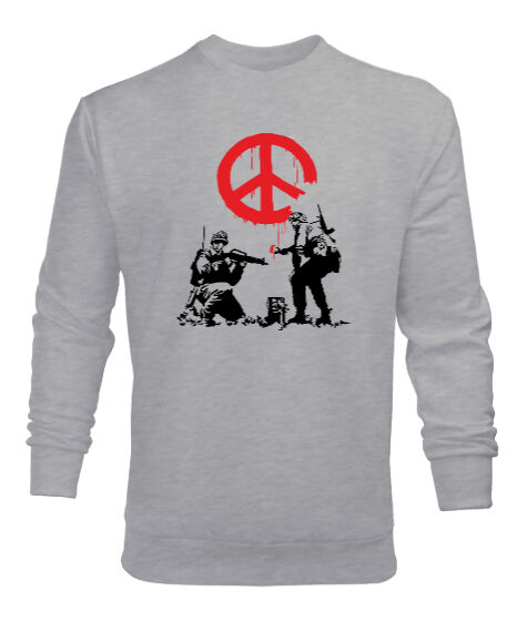 Tisho - Savaş ve Barış Gri Erkek Sweatshirt