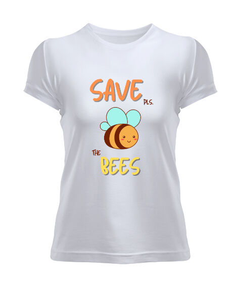 Tisho - Save Bees V2 Beyaz Kadın Tişört