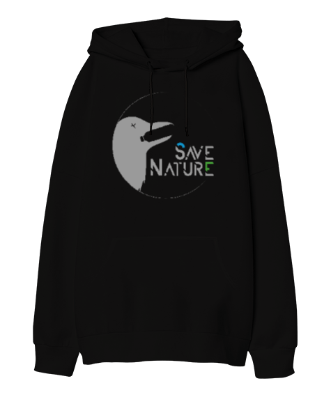 Tisho - Save Nature Oversize Unisex Kapüşonlu Sweatshirt