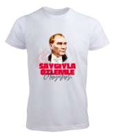 Saygıyla Özlem’le Anıyoruz Atatürk Beyaz Erkek Tişört - Tisho