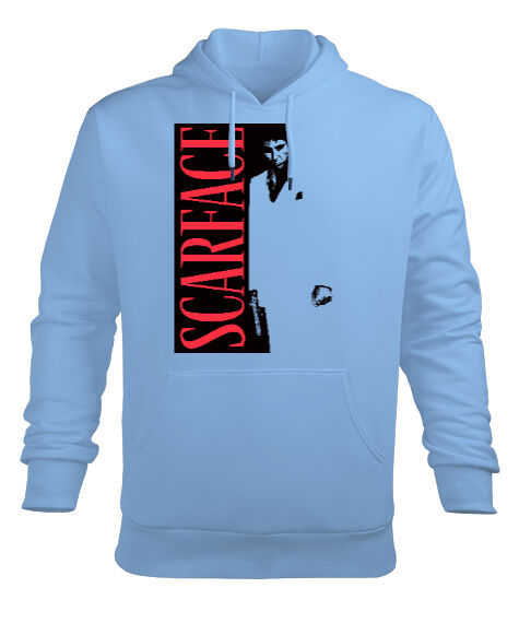 Tisho - Scarface Blu V1 Buz Mavisi Erkek Kapüşonlu Hoodie Sweatshirt