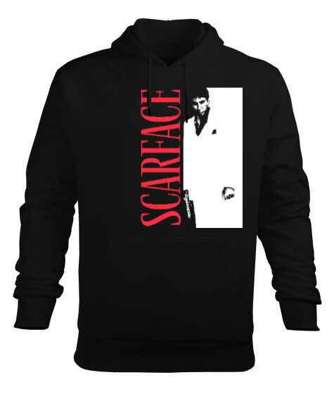 Tisho - Scarface Blu V1 Siyah Erkek Kapüşonlu Hoodie Sweatshirt