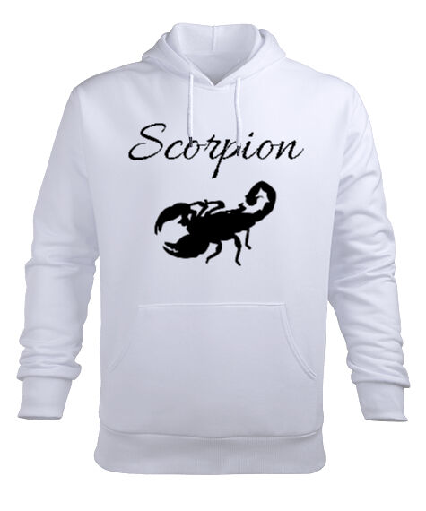 Tisho - Scorpion akrep Beyaz Erkek Kapüşonlu Hoodie Sweatshirt