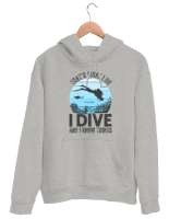 Scuba Diving - Dalış - Dalgıç V3 Gri Unisex Kapşonlu Sweatshirt - Tisho