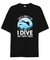 Scuba Diving - Dalış - Dalgıç V3 Siyah Oversize Unisex Tişört - Tisho