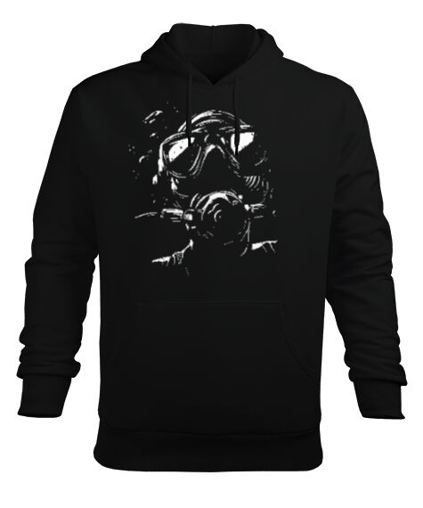 Tisho - Scuba Diving - Dalış Siyah Erkek Kapüşonlu Hoodie Sweatshirt