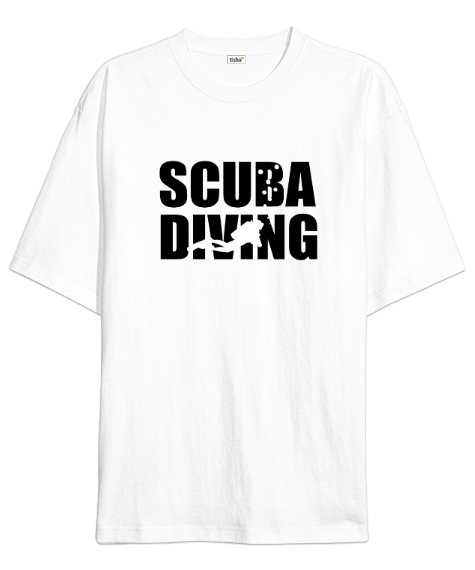 Tisho - Scuba Diving - Derin Dalış - Dalgıç Beyaz Oversize Unisex Tişört
