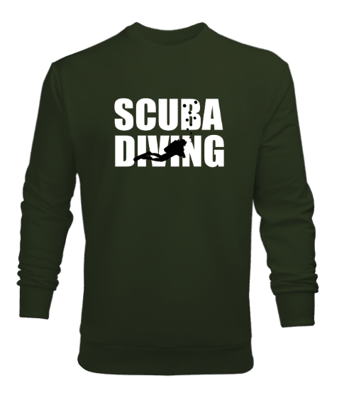 Tisho - Scuba Diving - Derin Dalış - Dalgıç Haki Yeşili Erkek Sweatshirt