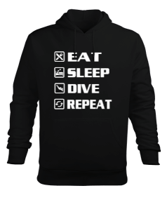 SD-45 Eat Sleep Dive Repeat Erkek Kapüşonlu Hoodie Sweatshirt