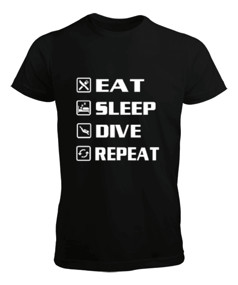 Tisho - SD-45 Eat Sleep Dive Repeat Erkek Tişört