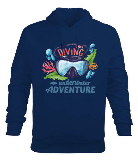 Tisho - SD-55 Underwater Adventure - Mask Erkek Kapüşonlu Hoodie Sweatshirt