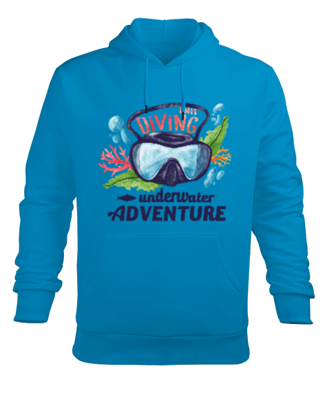 Tisho - SD-55 Underwater Adventure - Mask Erkek Kapüşonlu Hoodie Sweatshirt