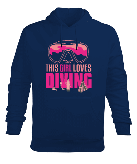 Tisho - SD-57 This Girl Loves Diving Erkek Kapüşonlu Hoodie Sweatshirt