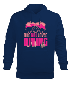 SD-57 This Girl Loves Diving Erkek Kapüşonlu Hoodie Sweatshirt