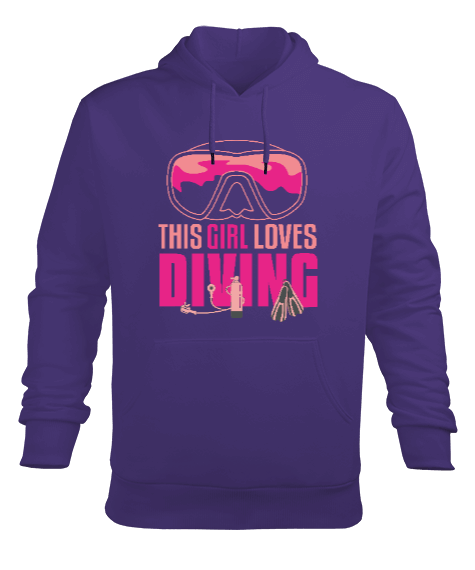 Tisho - SD-57 This Girl Loves Diving Erkek Kapüşonlu Hoodie Sweatshirt