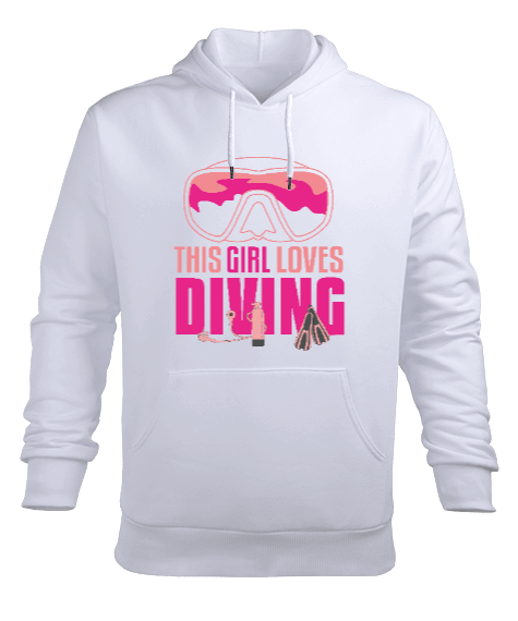 Tisho - SD-57 This Girl Loves Diving Erkek Kapüşonlu Hoodie Sweatshirt