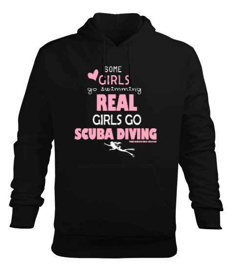 Tisho - SD-58 Real Girls Go Scuba Diving Erkek Kapüşonlu Hoodie Sweatshirt