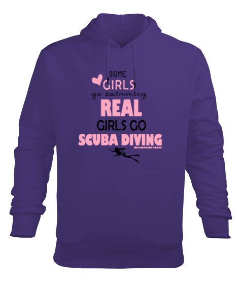 Tisho - SD-58 Real Girls Go Scuba Diving Erkek Kapüşonlu Hoodie Sweatshirt