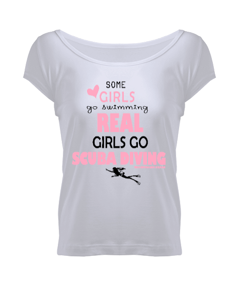 Tisho - SD-58 Real Girls Go Scuba Diving Kadın Geniş Yaka Tişört