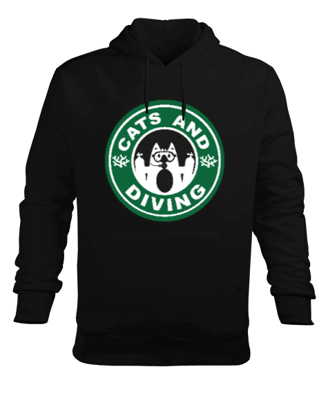 Tisho - SD-61 Cats Diving Erkek Kapüşonlu Hoodie Sweatshirt