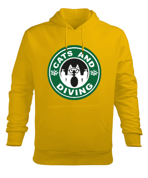 Tisho - SD-61 Cats Diving Erkek Kapüşonlu Hoodie Sweatshirt