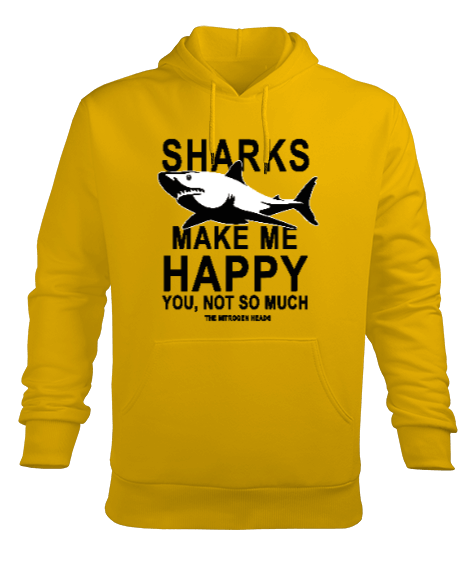 Tisho - SD-90 Sharks Make Me Happy Erkek Kapüşonlu Hoodie Sweatshirt