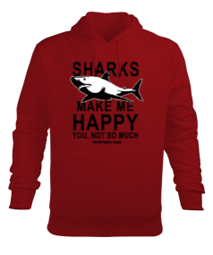 SD-90 Sharks Make Me Happy Erkek Kapüşonlu Hoodie Sweatshirt